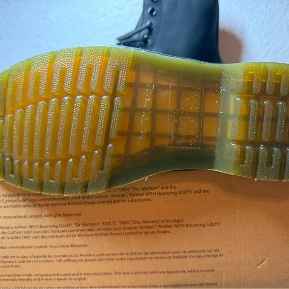 Dr. Martens Black Leather Boots with Yellow Stitching - Picture 7 of 10